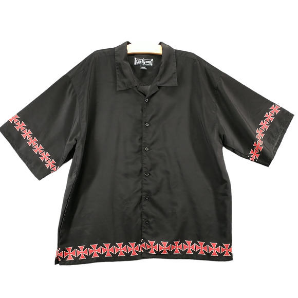 Steve & Barry's Club Shirt Men's Button-Up Shirt Black XXXL 3XL Gothic Cross - Picture 1 of 12